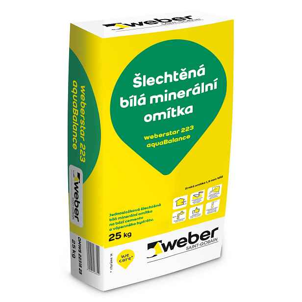 Omítka minerální weberstar 223 AquaBalance zrnitá 1,5 mm barva bílá 25 kg