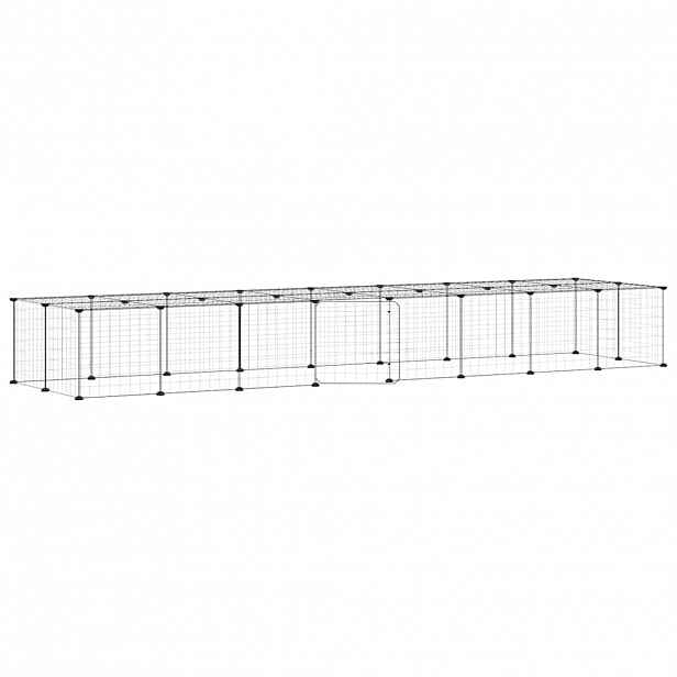 vidaXL 36panelová ohrádka pro zvířata s dvířky černá 280 x 70 x 35 cm ocel