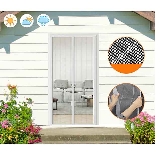 Moskytiéra 110x220, síť na dveře bez vrtání, bílá