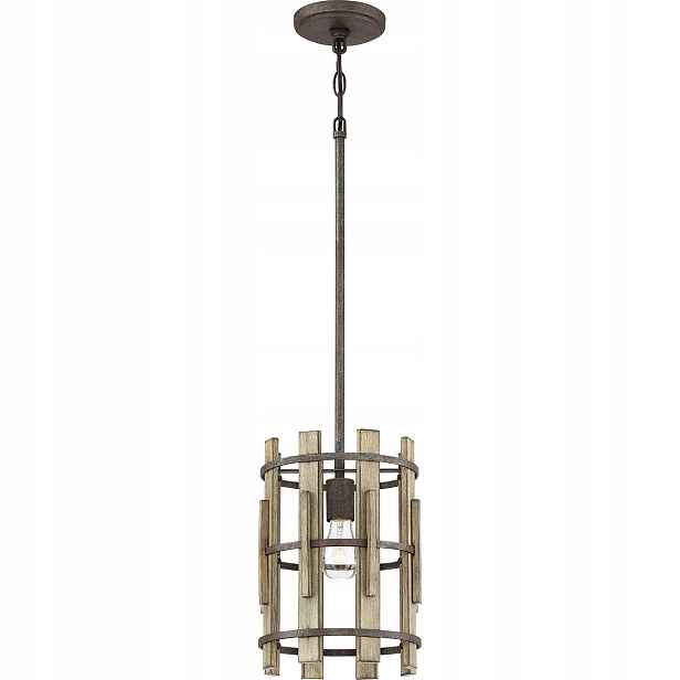 Závěsná lampa Quoizel Wood Hollow E27 100W Rustikální černá, kov