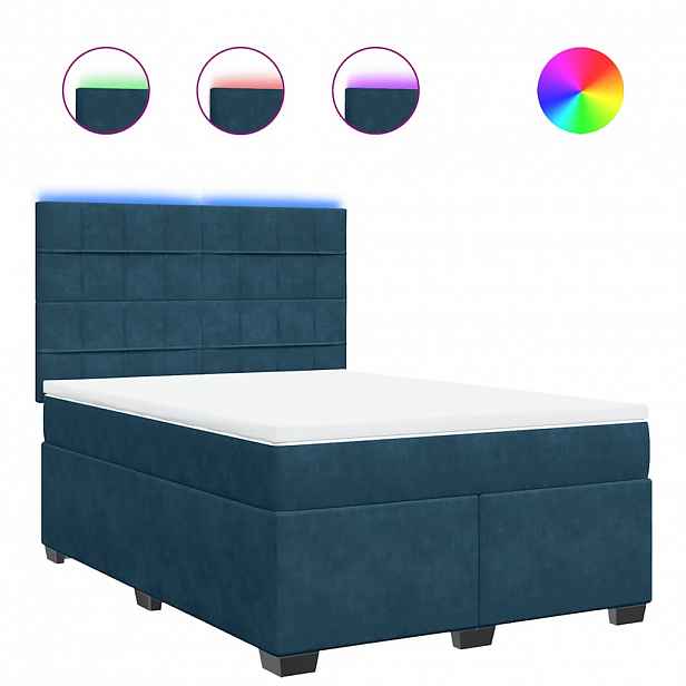 vidaXL Box spring postel s matrací modrá 140 x 190 cm samet