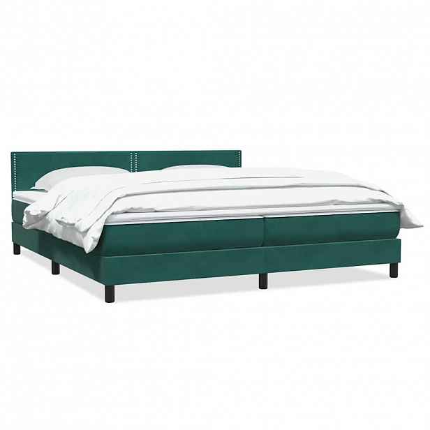 vidaXL Box spring postel s matrací tmavě zelená 180x220 cm samet