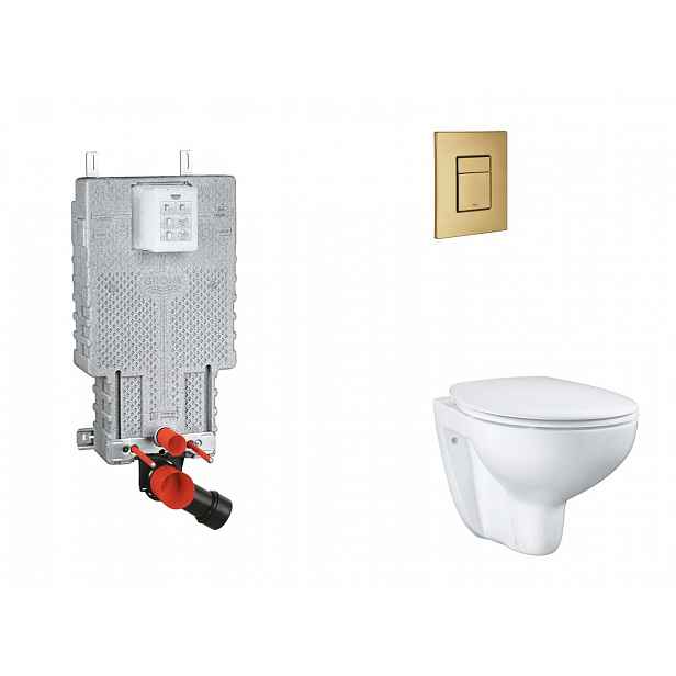 Grohe Uniset - Set předstěnové instalace, klozetu, sedátka SoftClose a tlačítka Skate Cosmopolitan, kartáčovaný Cool Sunrise SANI15BB4101
