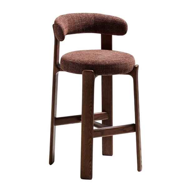 Hnědá/v tmavě přírodní barvě barová židle z jasanového dřeva (výška sedáku 75 cm) Granite – Kave Home