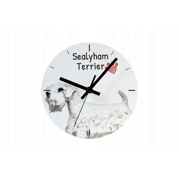 Sealyham Terrier hodiny se psem, závěsné a stojící, personalizace fotografií