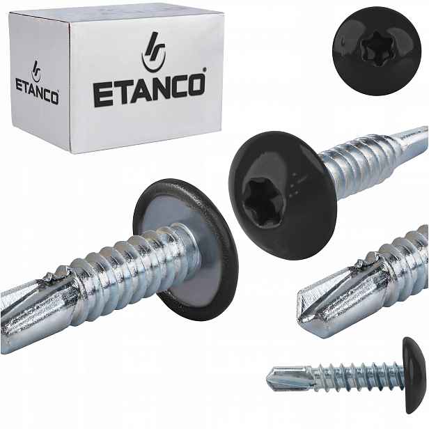 Šrouby do kovu Torx 3 mm 4,8 x 22 mm Ral 9005 500 ks Etanco GT3 Ph