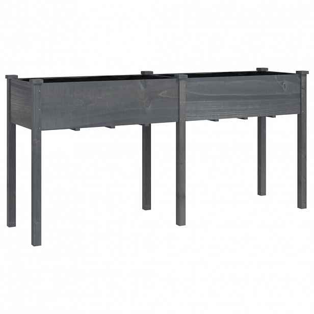 vidaXL Truhlík s vložkou šedý 161 x 45 x 76 cm masivní jedlové dřevo