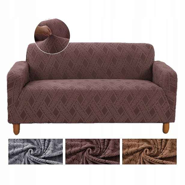 Wongs Bedding Potah na 3-místnou pohovku elastický, žakárově hnědý