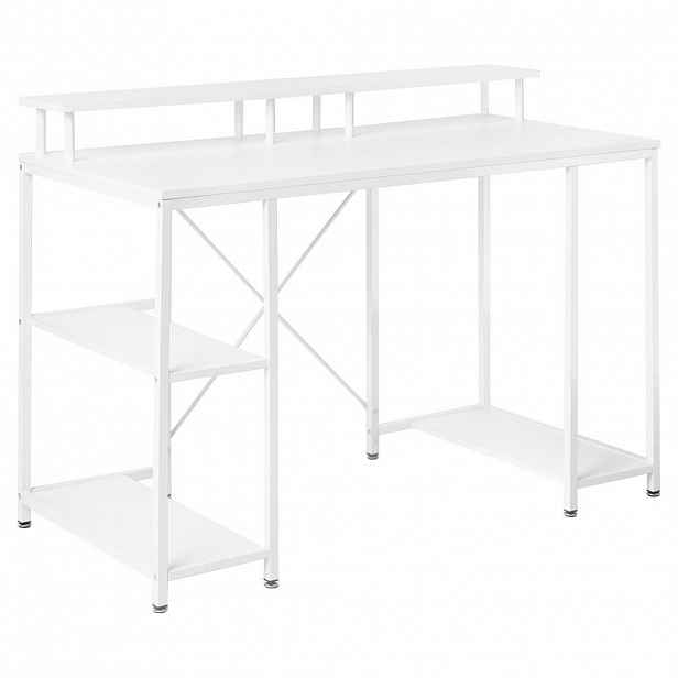 Beliani PSACÍ STŮL Bílý 120/60 cm s přihrádkami Caddo