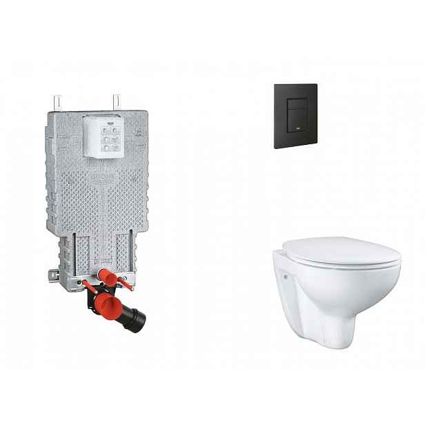 Grohe Uniset - Set předstěnové instalace, klozetu, sedátka SoftClose a tlačítka Even, phantom black SANI15BB5101