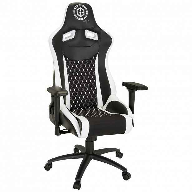 MID.YOU HERNÍ ŽIDLE, vzhled kůže, plochá tkanina, černá, bílá