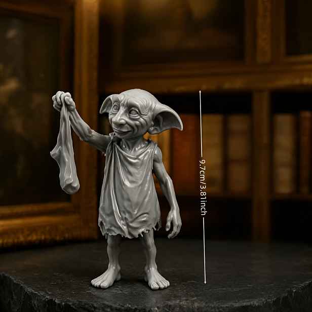 TEMU WB Harry Potter Kouzelný svět 3D Dobby Domácí elf Stolní kreativní ozdoba Vynikající kostýmový fanoušků Exkluzivní model pro vystavení