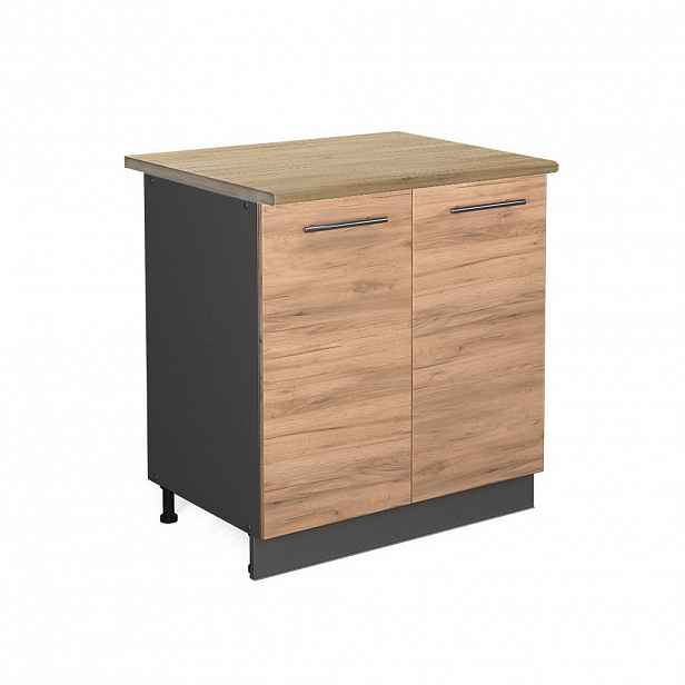 Vicco SPODNÍ SKŘÍŇKA KUCHYŇSKÉ LINKY Fame-Line, Zlatý mocný dub/Antracit, 80 cm pracovná doska Dub Goldkraft