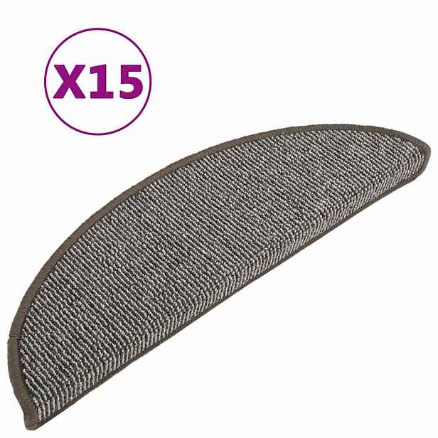 vidaXL Schodové rohože 15 ks 56 x 17 x 3 cm šedé, půlkulaté
