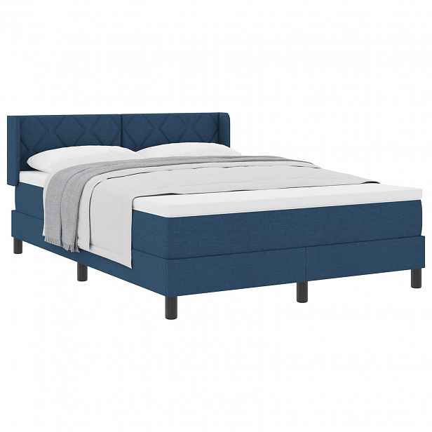 vidaXL Postel s boxspringem s čelo Modrá 200 x 140 cm textil