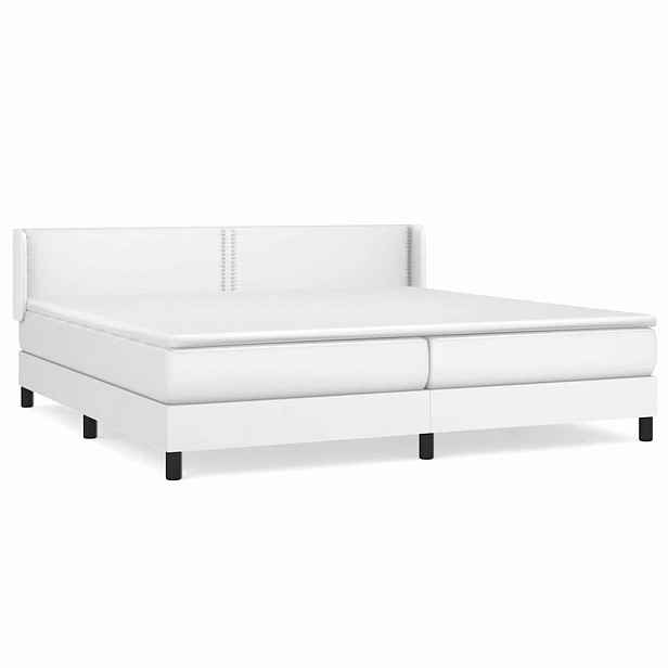 vidaXL Box spring postel s matrací bílá 200x200 cm umělá kůže