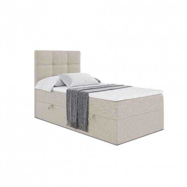 ALTDECOR AMERICKÁ postel s matrací H3 a lamelovým roštem – MARCE – 90x200 – vlevo, béžová