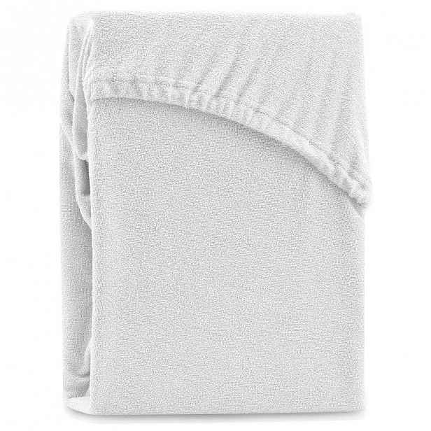 Bílé elastické prostěradlo na dvoulůžko AmeliaHome Ruby White, 180-200 x 200 cm