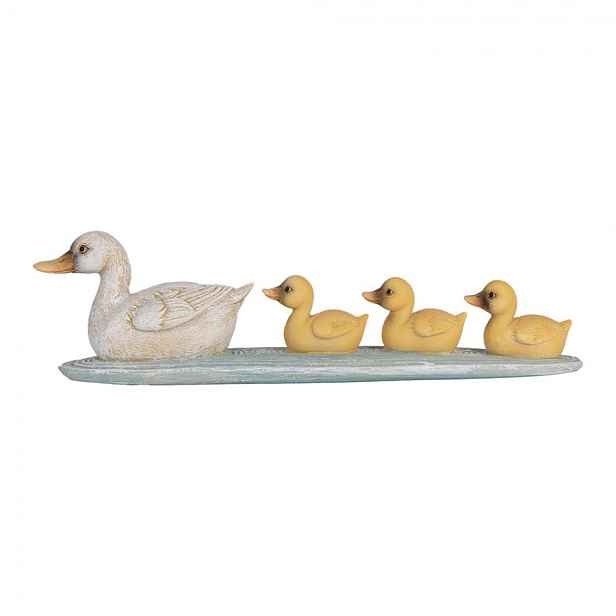 Dekorace kachna s káčátky v řadě - 26*6*7 cm Clayre & Eef