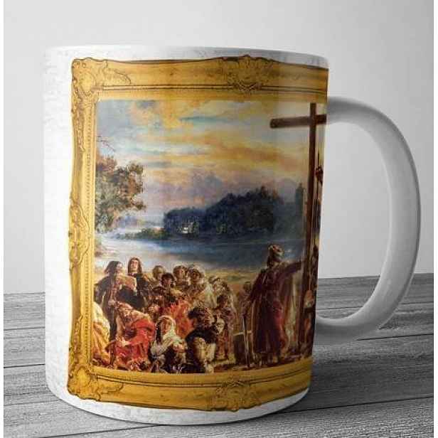 Historický keramický Hrnek Vlastenecký motiv Křest Polský Soliton Velký
