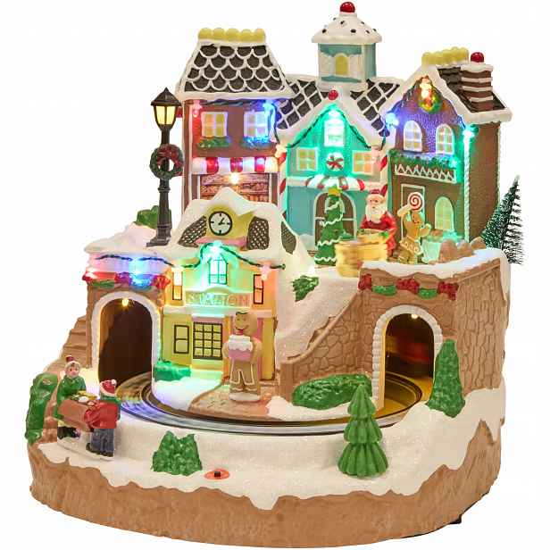 Magic Village vánoční dekorace s Led osvětlením vlak hrací skříňka