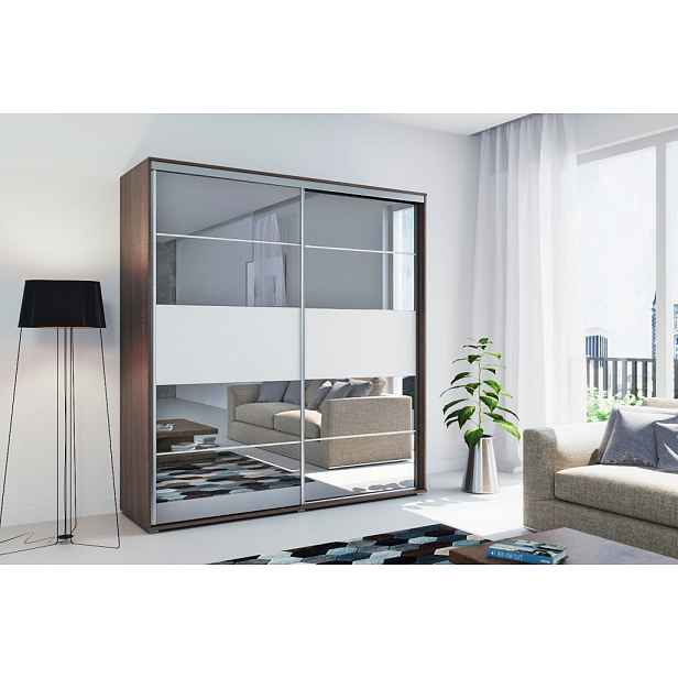 Šatní skříň Ska A6 Barva korpusu: Grafit, Rozměry: 175 cm, Dveře: Bílé