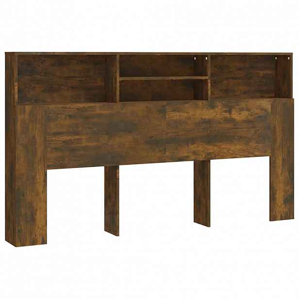 vidaXL Čelo postele s úložným prostorem kouřový dub 180x19x103,5 cm