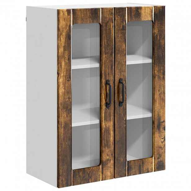 vidaXL Nástěnná skleněná skříň LUCCA Kouřový dub 60 x 31 x 80 cm