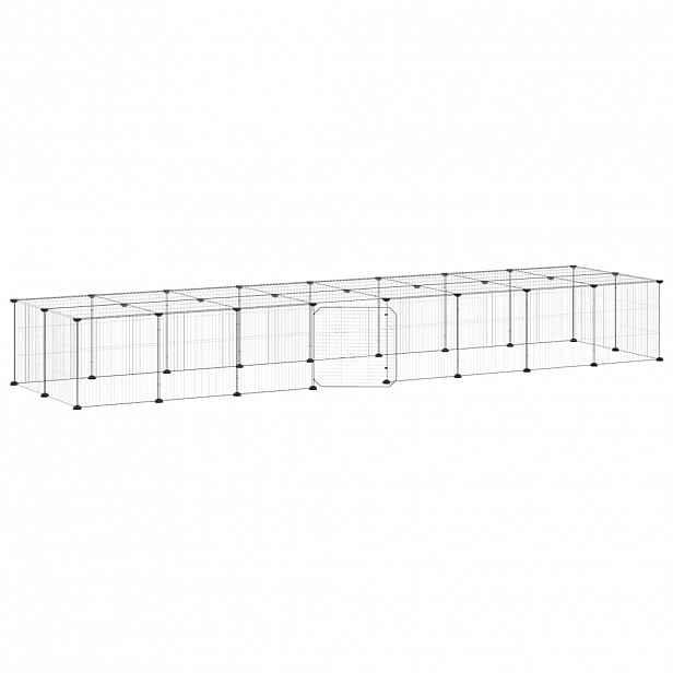 vidaXL 36panelová ohrádka pro zvířata s dvířky černá 280 x 70 x 35 cm ocel