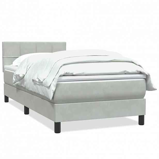 vidaXL Box spring postel s matrací světle šedá 80x210 cm samet