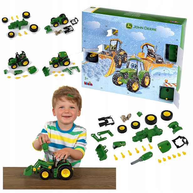Adventní Kalendář Theo Klein John Deere 6215R Pro Stavbu 1:24 S Pluhem