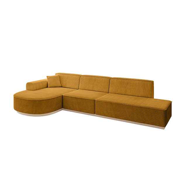ALTDECOR ROHOVÁ SEDAČKA s otomanem, levá ARRIO-L2 328x171x83 Hořčicová Manšestr