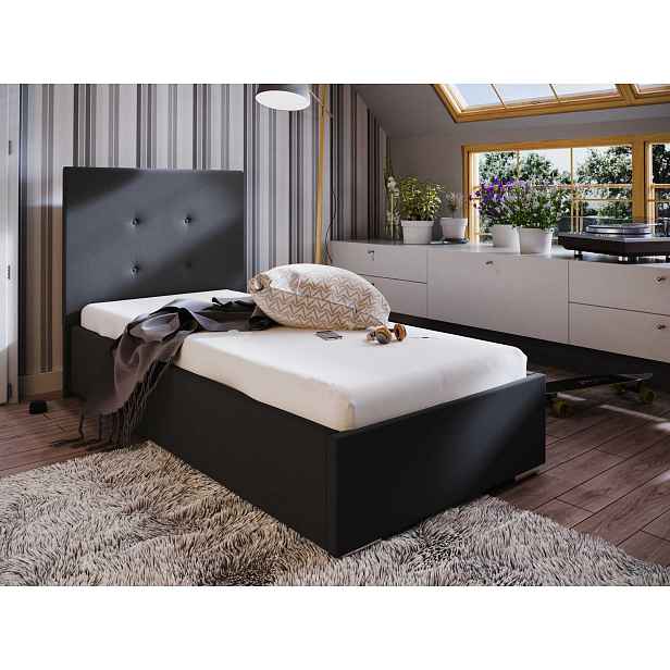 Čalouněná postel SOFIE 90x200 cm, černá látka
