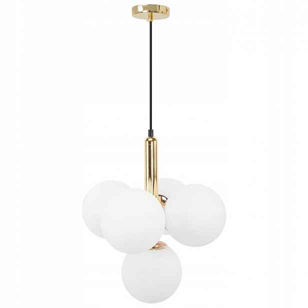 Lampa skleněné koule 5 světelných bodů Zlatý Mat Závit E27