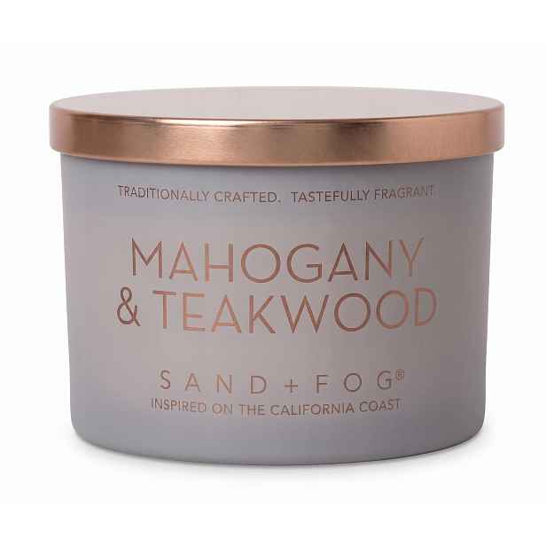 Sand Fog Mahogany & Teakwood – Luxusní vonná svíčka, šedá matná