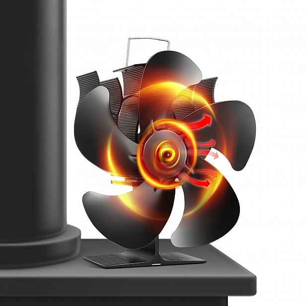 TEMU Ventilátor na krbová kamna, ventilátor na krb, tepelný ventilátor, doplňky ke krbovému kameni, tichý provoz, cirkulace teplého vzduchu - (5