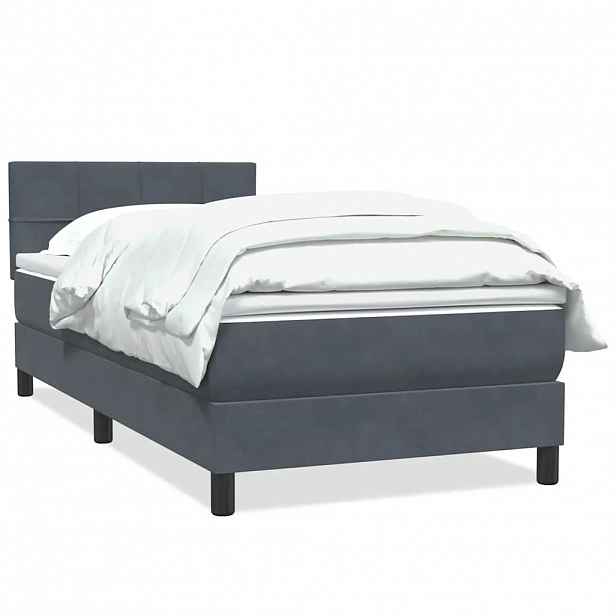vidaXL Box spring postel s matrací tmavě šedá 80x210 cm samet