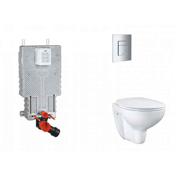 Grohe Uniset - Set předstěnové instalace, klozetu, sedátka SoftClose a tlačítka Skate Cosmopolitan, chrom SANI15BB2101