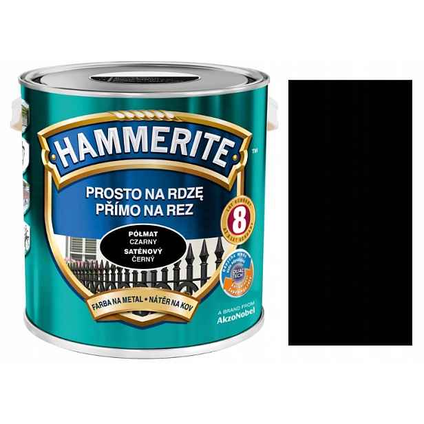 Hammerite Přímo Na Rzi, Polomatná Černá Barva, 2,5 L
