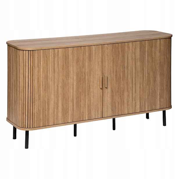 Komoda Do Obývacího Pokoje Oválná Mdf Skříňka Moderní Efekt Dřeva 140 x 40 x 80,5