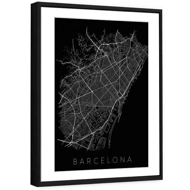 3D Obraz V Černém Rámečku Passe Partout Město Ulice Černobílé 90x60
