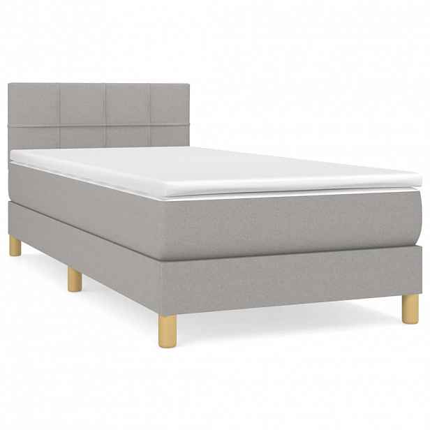 vidaXL Box spring postel s matrací světle šedá 90x190 cm textil