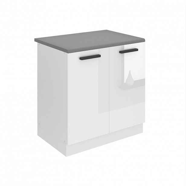 B BELINI GROUP SKŘÍŇKA POD DŘEZ 80 cm SDZ s pracovní deskou, s 2 dvířky, Bílá lesklá