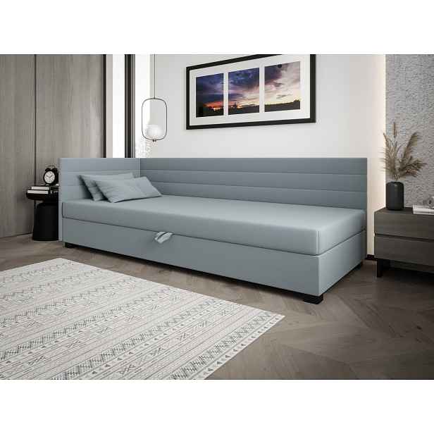 Čalouněná postel 80x195 KASANDRA PLUS 2 s úložným prostorem - modrošedá