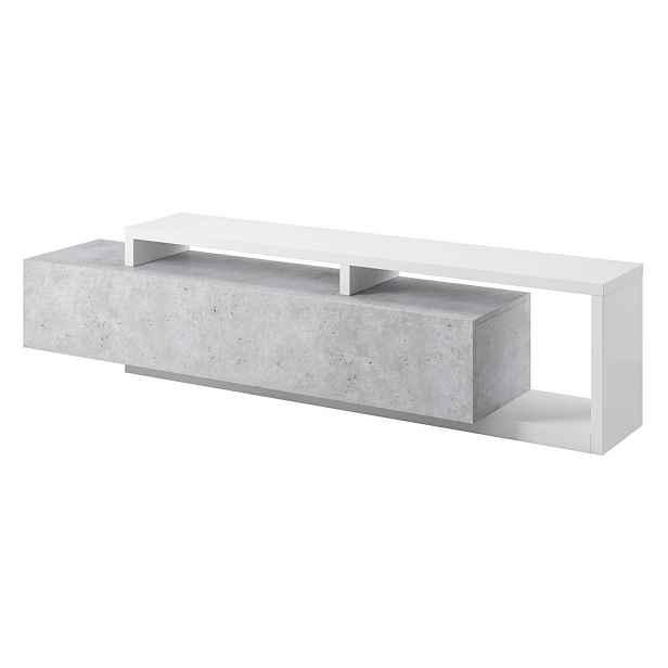 MASSENO TV STOLEK BOTTEGA, 219x45x52 cm s 2 zásuvkami, bílý