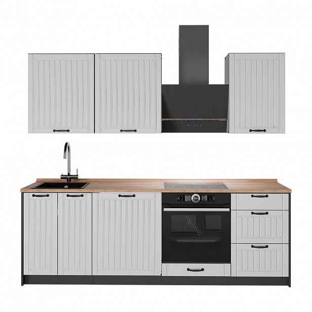 Vicco KUCHYŇSKÝ KOUT Fame-Line, Bílý venkovský dům/Antracit, 230 cm, PD Dub