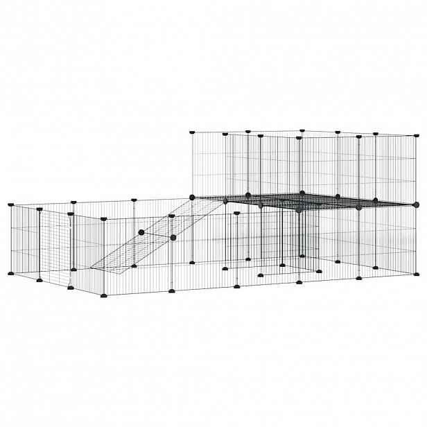 vidaXL 36panelová ohrádka pro zvířata s dvířky černá 175 x 105 x 70 cm ocel