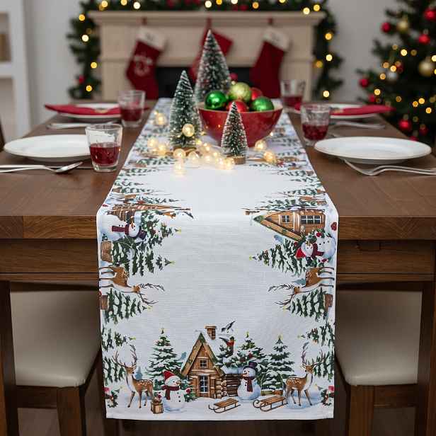 Vánoční běhoun na stůl CHRISTMAS WOOD 40x140 cm
