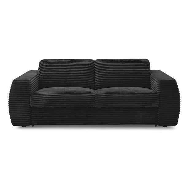 Černá manšestrová pohovka na každodenní spaní/rozkládací 220 cm Hugo – Bobochic Paris