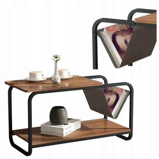 ModernHome YLT-1502 Konferenční stolek 86 cm, 2 úrovně, hnědý
